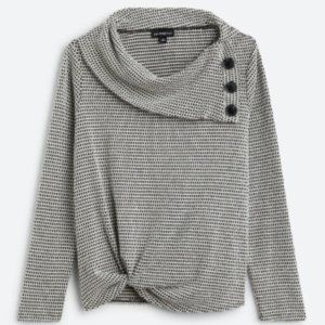 Fortune & Ivy Greta Twist Front Knit Top
